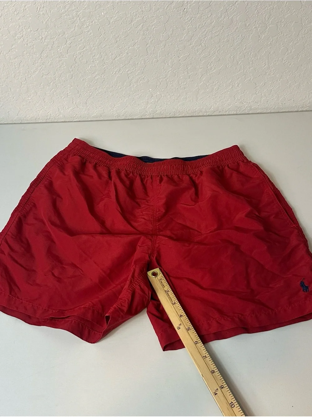 Polo Ralph Lauren Mens Classic Red Embroidered Logo Lined Swim Trunks Size L